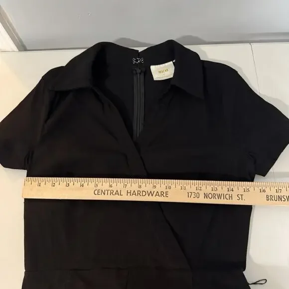 Maeve by Anthropologie The Colette Wrap Jumpsuit Sz 6 Black Wide Leg *No Belt - Picture 13 of 16